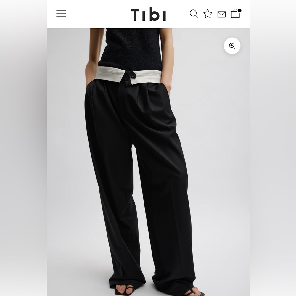 Tibi Tropical Wool Folded waistband Trouser